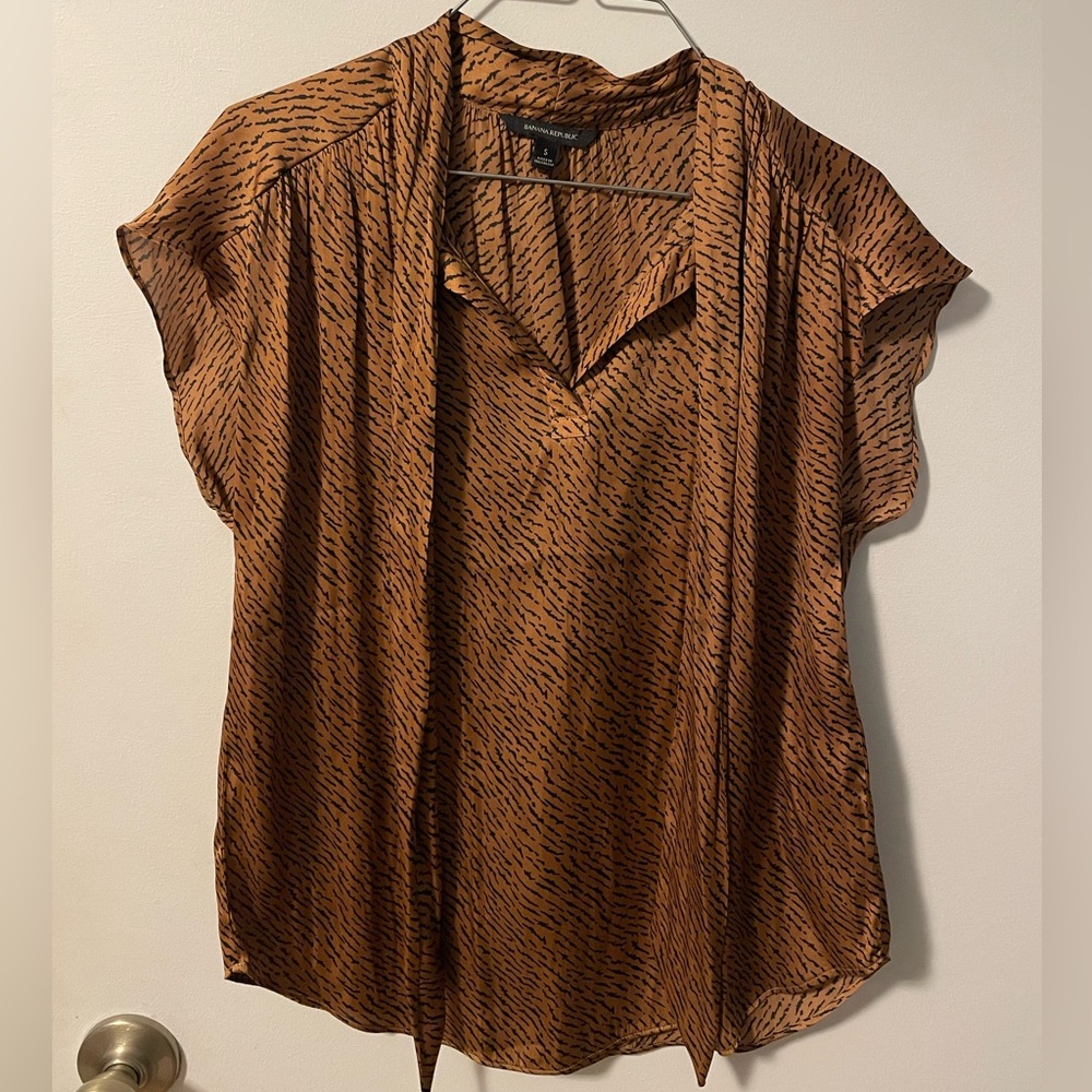 Animal Print Tie Blouse